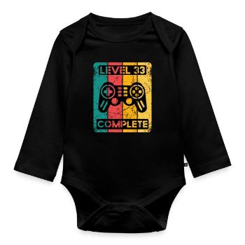 33. Geburtstag Shirt Gamer Zocker Männer Geschenk - Baby Bio-Langarm-Body - Schwarz - Vorne