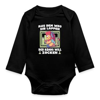 Aus Dem Weg Ihr Lappen der König Will Zocken Gamer - Baby Bio-Langarm-Body - Schwarz - Vorne