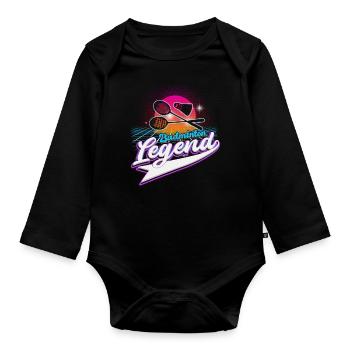 Cool Retro Crossing Rackets Badminton Legend - Baby Bio-Langarm-Body - Schwarz - Vorne