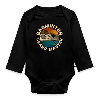Cool Retro Crossing Rackets Badminton Grand Master - Baby Bio-Langarm-Body - Schwarz - Vorne