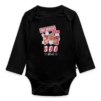 Bowling Design Member of the 300 Club Retro Bowler - Organic Longsleeve Baby Bodysuit - black - Front