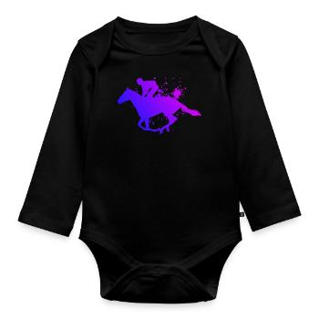 Women's Equestrian Sport Dressour Hunting Horse Riding - Organic Longsleeve Baby Bodysuit - black - Front