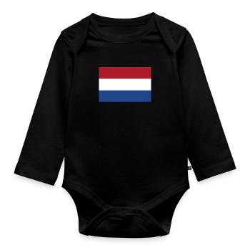 Niederlande Flagge Nederland Holland Niederländer - Baby Bio-Langarm-Body - Schwarz - Vorne