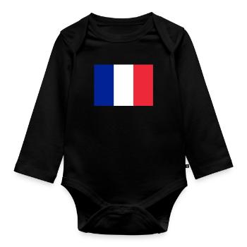 France Paris Tour Eiffel Français Flag Fun - Body Bébé bio manches longues - noir - Devant