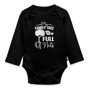 My Family Tree Full Of Nuts Funny Family Tree - Organic Longsleeve Baby Bodysuit - black - Front