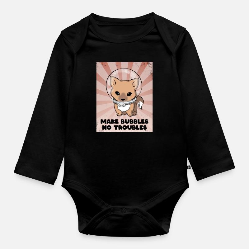 Make Bubbles No Troubles - Baby Bio-Langarm-Body - Schwarz