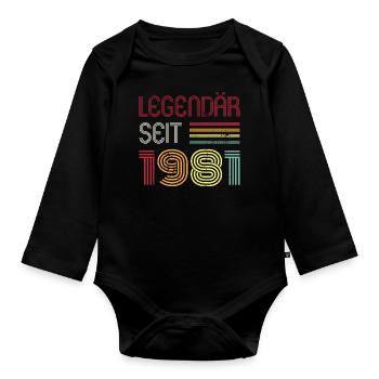 Legendär Seit 1981 Jahr Retro 81er Jahrgang - Baby Bio-Langarm-Body - Schwarz - Vorne