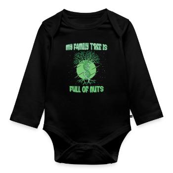 My Family Tree Full Of Nuts Funny Family Tree - Organic Longsleeve Baby Bodysuit - black - Front