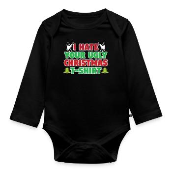 Hässliches Weihnachtsshirt Weihnachtsessen - Baby Bio-Langarm-Body - Schwarz - Vorne