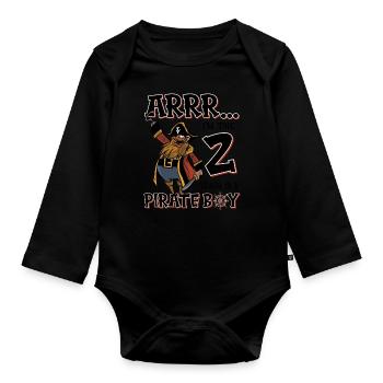 Pirate Boy 2 ans pirate 2ème anniversaire - Body Bébé bio manches longues - noir - Devant