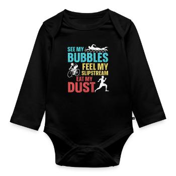 Drôle de dicton de triathlon - Body Bébé bio manches longues - noir - Devant
