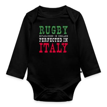 Rugby Perfected In Italy Rugby - Baby Bio-Langarm-Body - Schwarz - Vorne