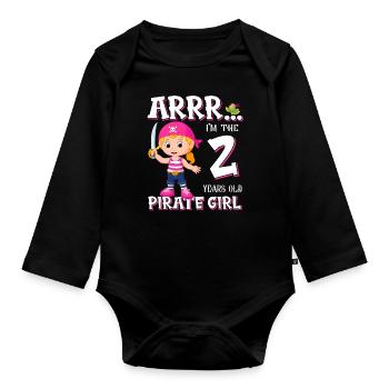 Pirate Boy 2 Jahre alter Pirat 2. Geburtstag - Baby Bio-Langarm-Body - Schwarz - Vorne