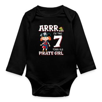 Pirate Boy 7 Jahre alter Pirat 7. Geburtstag - Baby Bio-Langarm-Body - Schwarz - Vorne