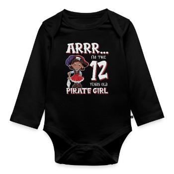 Pirate Boy 12 Jahre alter Pirat 12. Geburtstag - Baby Bio-Langarm-Body - Schwarz - Vorne