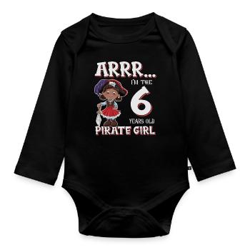 Pirate Boy 6 Jahre alter Pirat 6. Geburtstag - Baby Bio-Langarm-Body - Schwarz - Vorne