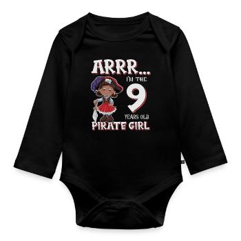 Pirate Boy 9 Jahre alter Pirat 9. Geburtstag - Baby Bio-Langarm-Body - Schwarz - Vorne