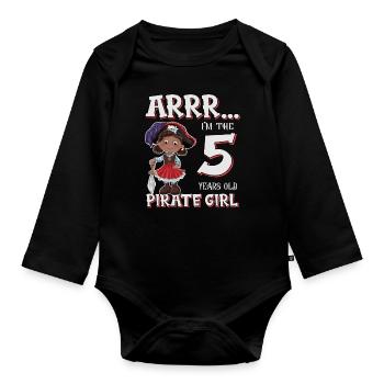 Pirate Boy 5 Jahre alter Pirat 5. Geburtstag - Baby Bio-Langarm-Body - Schwarz - Vorne