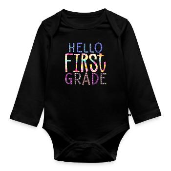 Bonjour Première année Rainbow Girls Boys Équipe d’enseignants - Body Bébé bio manches longues - noir - Devant