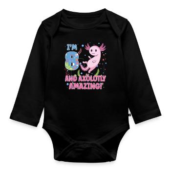 I'm 8 Sweet Axolotl 8th Birthday Gift - Organic Longsleeve Baby Bodysuit - black - Front