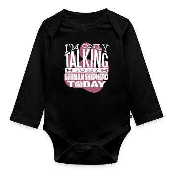 Hundebesitzer Talking to my German Shepherd - Baby Bio-Langarm-Body - Schwarz - Vorne