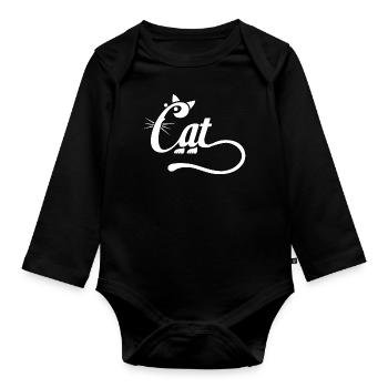 Chat Chat Lettres Animal - Body Bébé bio manches longues - noir - Devant