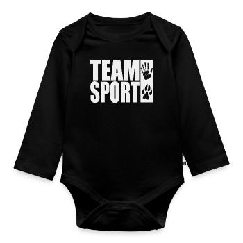 Team Sports Motif Hand Paw Dog Sport IGP - Organic Longsleeve Baby Bodysuit - black - Front