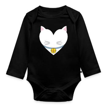 Katzenherz-Design für Katzenbesitzer - Baby Bio-Langarm-Body - Schwarz - Vorne