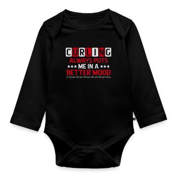 Le curling me met toujours de meilleure humeur le curling - Body Bébé bio manches longues - noir - Devant
