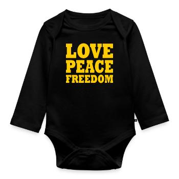 Love peace freedom - Baby Bio-Langarm-Body - Schwarz - Vorne