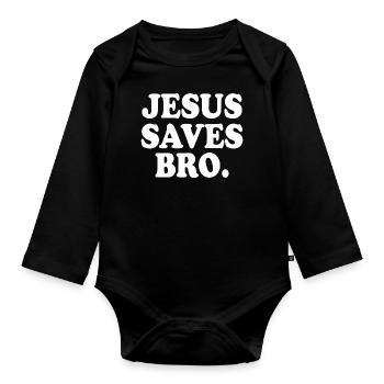 Jesus saves bro - Body Bébé bio manches longues - noir - Devant