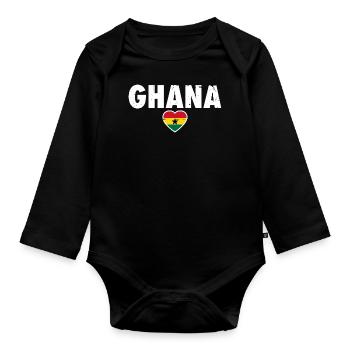 Ghana Ghanaische Flagge Ghanaer - Baby Bio-Langarm-Body - Schwarz - Vorne