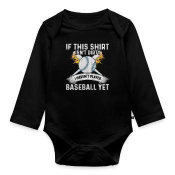 Si ce t-shirt n’est pas sale, je n’ai pas joué au baseball - Body Bébé bio manches longues - noir - Devant