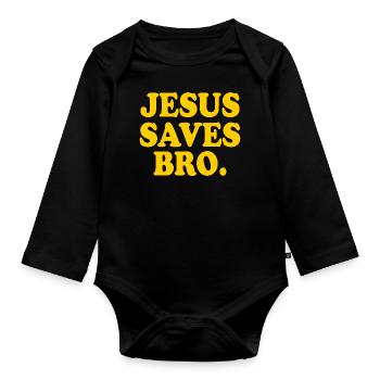 Jesus saves bro - Body Bébé bio manches longues - noir - Devant