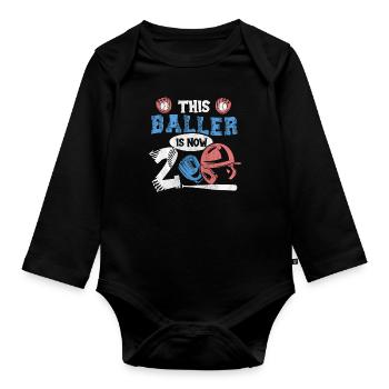 Ce Baller est maintenant 2 Baseball 2nd Birthday - Body Bébé bio manches longues - noir - Devant
