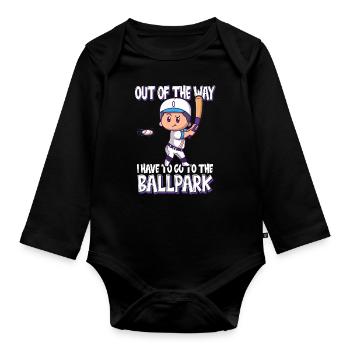 Je dois aller au stade de baseball - Body Bébé bio manches longues - noir - Devant