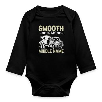 Smooth Is My Middle Name Betonbauer - Organic Longsleeve Baby Bodysuit - black - Front