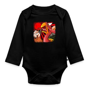 Gobblezilla Turkey Thanksgiving - Organic Longsleeve Baby Bodysuit - black - Front