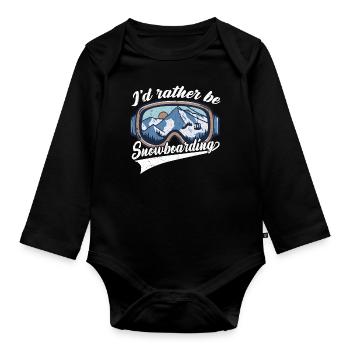 I'd Rather Be Snowboarding Snowboarding - Baby Bio-Langarm-Body - Schwarz - Vorne