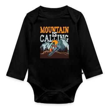 La montagne appelle le snowboard - Body Bébé bio manches longues - noir - Devant