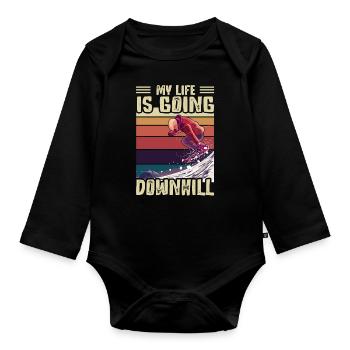 My Life Is Going Downhill Snowboarding - Baby Bio-Langarm-Body - Schwarz - Vorne