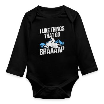 I Like Things That Go Braaaap Snowmobiles - Organic Longsleeve Baby Bodysuit - black - Front
