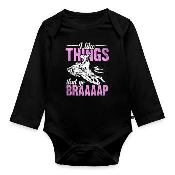I Like Things That Go Braaaap Snowmobiles - Organic Longsleeve Baby Bodysuit - black - Front