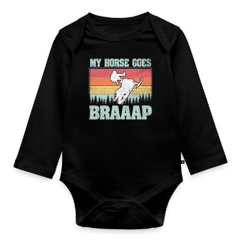 Mon cheval passe aux motoneiges Braaaap - Body Bébé bio manches longues - noir - Devant
