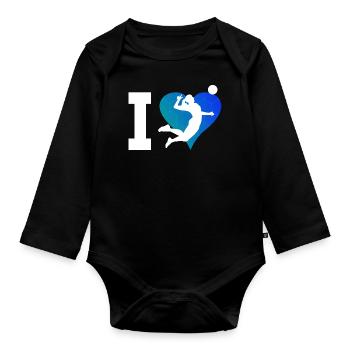 Volleyball masculin Volleyball féminin Spi - Body Bébé bio manches longues - noir - Devant