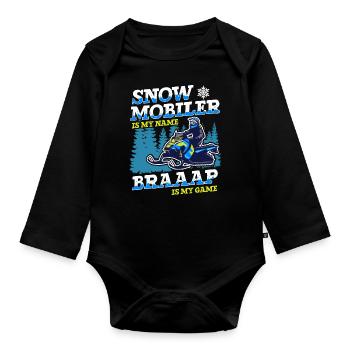 Snowmobile Braaaap est mon jeu Motoneiges - Body Bébé bio manches longues - noir - Devant