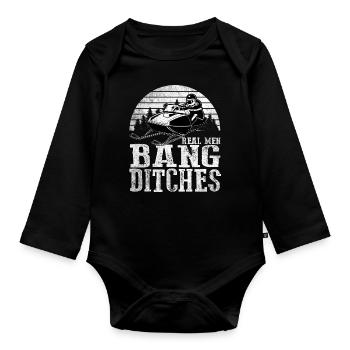 Real Men Bang Ditches Snowmobile - Organic Longsleeve Baby Bodysuit - black - Front