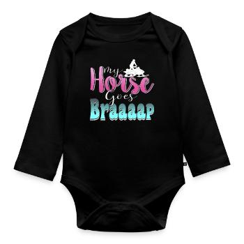 Mon cheval passe aux motoneiges Braaaap - Body Bébé bio manches longues - noir - Devant