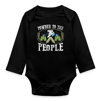Powder To The People Snowboarding - Body Bébé bio manches longues - noir - Devant