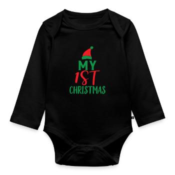 My 1st Christmas - Weihnachten - Baby Bio-Langarm-Body - Schwarz - Vorne